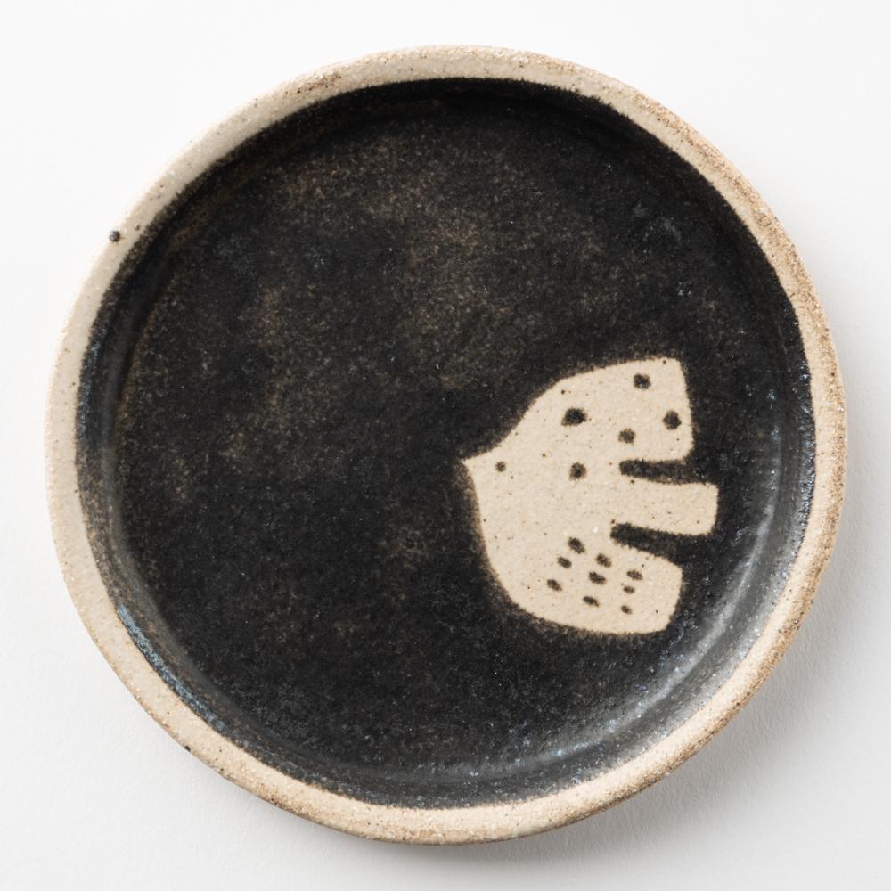 作家 岡村朝子 丸皿 小 bird A 作家 岡村朝子 陶磁器作家もの