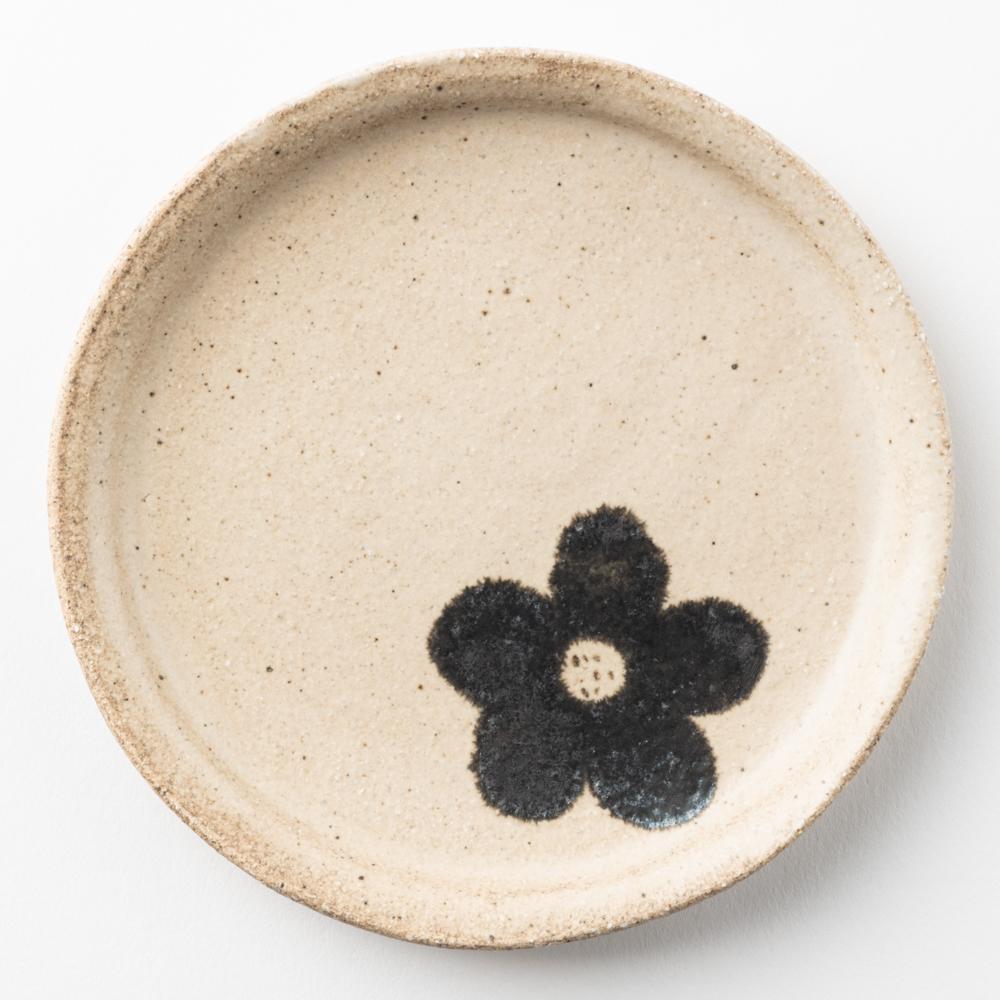 作家 岡村朝子 丸皿 小 flower A 作家 岡村朝子 陶磁器作家もの