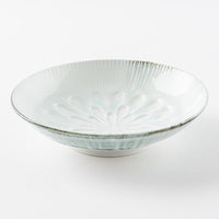 作家 西隆行 花紋皿 流釉深緑 作家 西隆行 陶磁器作家もの