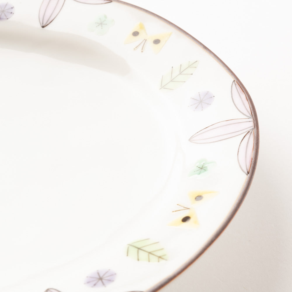 九谷焼工房花もん　だ円皿(花と蝶(パステル)) 九谷焼工房花もん 九谷焼