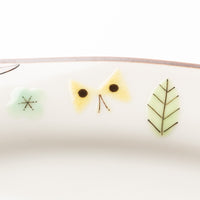 九谷焼工房花もん　だ円皿(花と蝶(パステル)) 九谷焼工房花もん 九谷焼