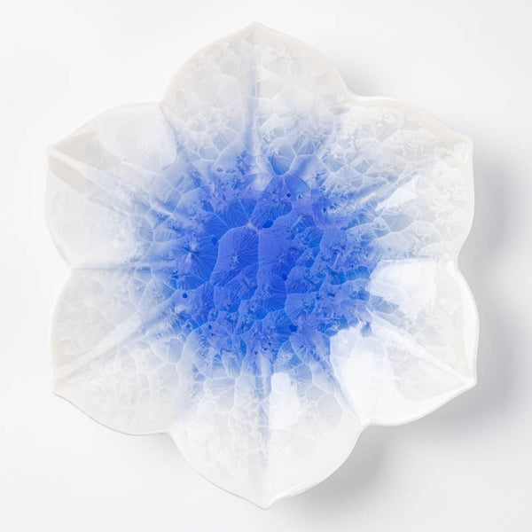 京焼・清水焼 陶あん 花結晶 桔梗皿（青白） ¥4,950 大人の焼き物