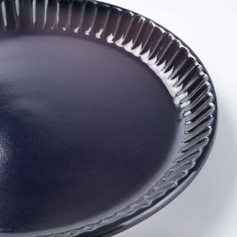 美濃焼　正陶苑　リムプレート（皿）大　ネイビー 美濃焼　正陶苑 美濃焼