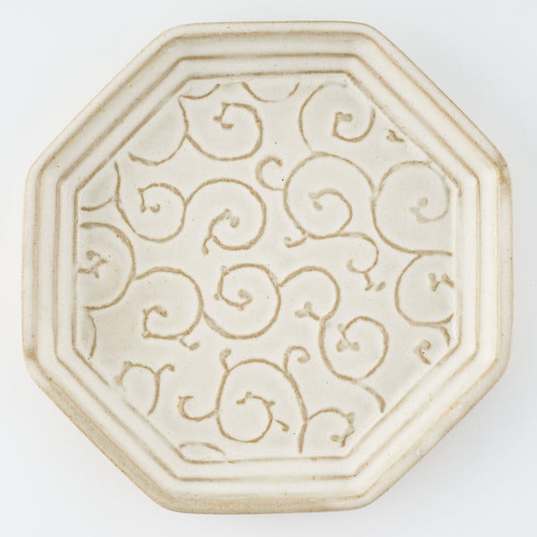 作家 小林哲生 八角皿 大 唐草 白釉 ¥3,300 大人の焼き物