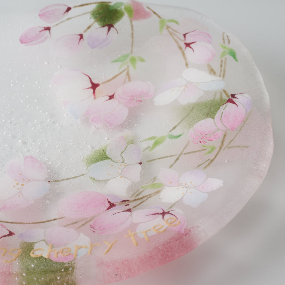 APLICO GLASS　枝垂桜硝子丸皿　