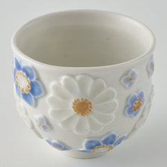 作家　森本静花　貼花文　酒器　花尽くし 作家　森本静花 陶磁器作家もの