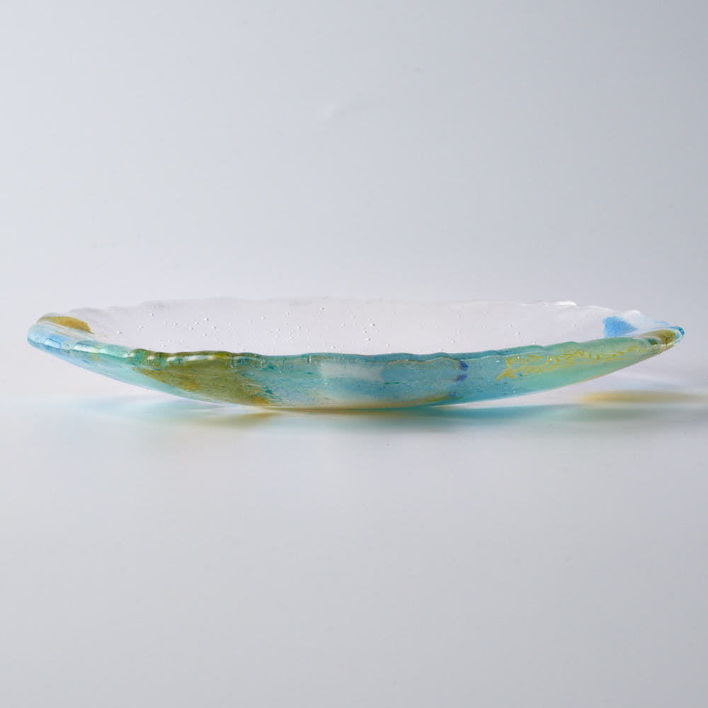 APLICO GLASS　翡翠(カワセミ)硝子丸皿