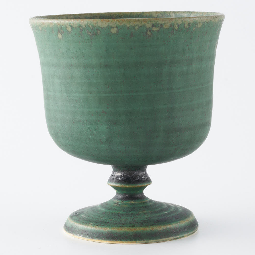 yoshida pottery　玉脚アイスカップ さびいろうぐいす yoshida pottery 陶磁器作家もの