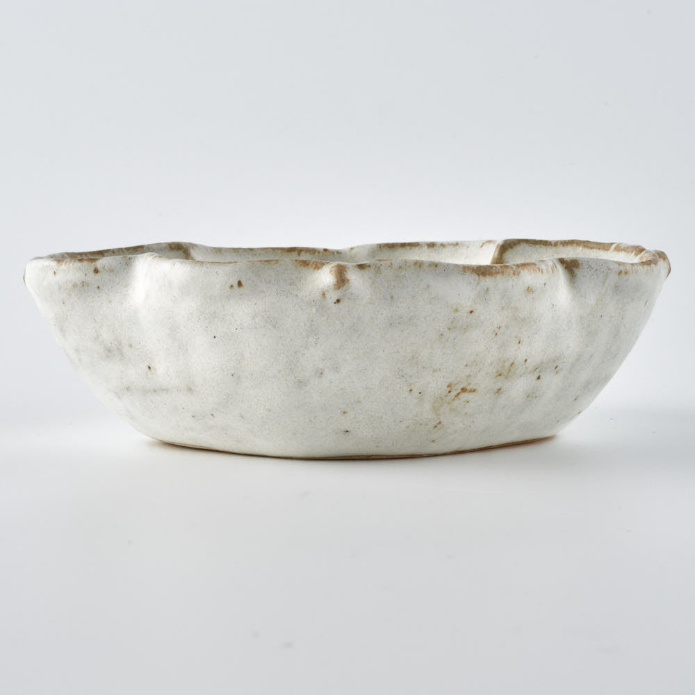 作家　古角志奈帆　花鉢　white brown 作家　古角志奈帆 陶磁器作家もの