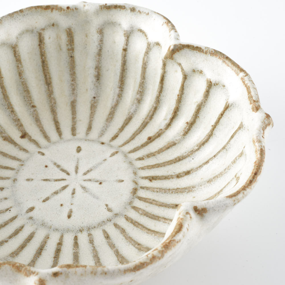 作家　古角志奈帆　花鉢　white brown 作家　古角志奈帆 陶磁器作家もの