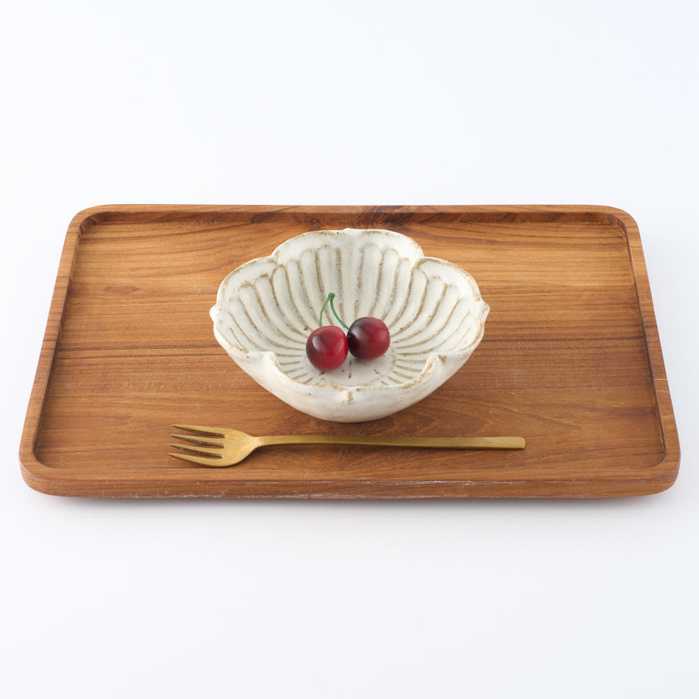 作家　古角志奈帆　花鉢　white brown 作家　古角志奈帆 陶磁器作家もの