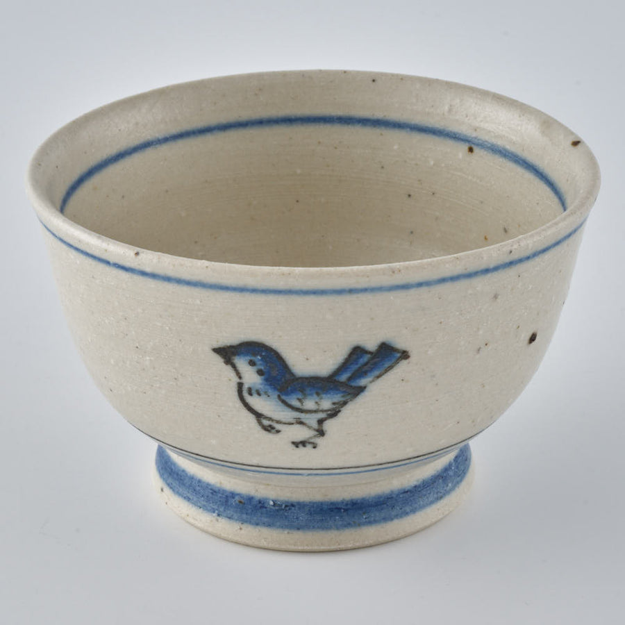作家　中西申幸　鳥遊戯画　湯呑み 作家　中西申幸 陶磁器作家もの
