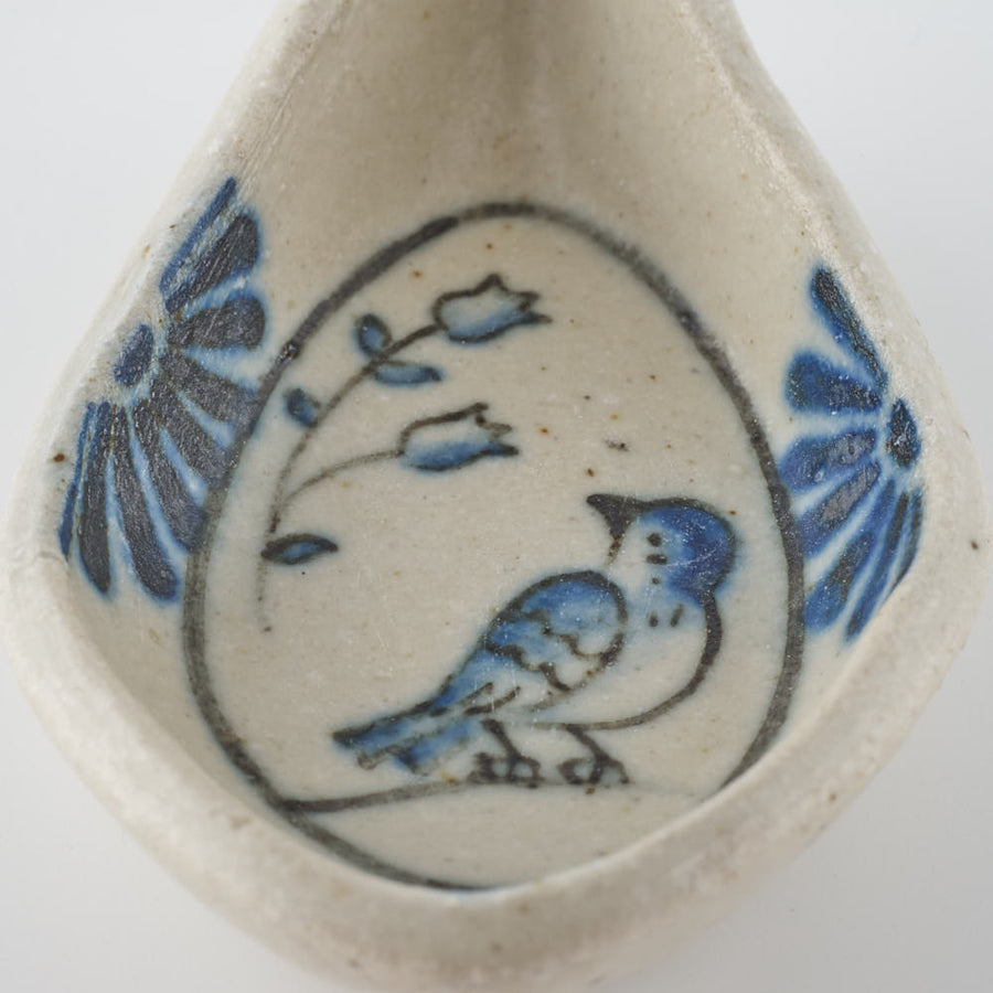 作家　中西申幸　鳥遊戯画　蓮華 作家　中西申幸 陶磁器作家もの