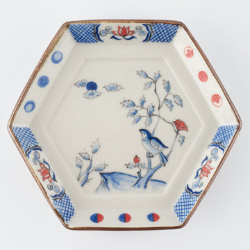作家　中西申幸　鳥遊戯画　六角平向付(月見)