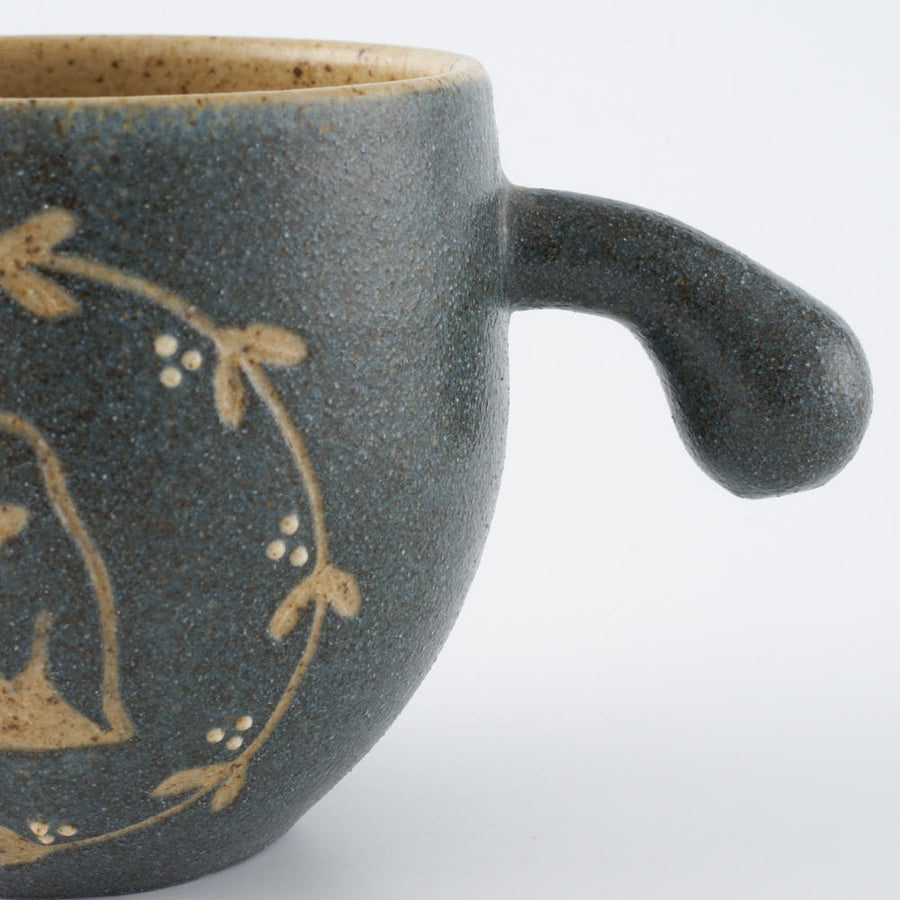 作家　田中遼馬　しっぽカップ/ペンギンリース/ネイビー 苔色工房 陶磁器作家もの