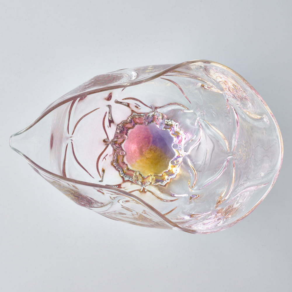 ガラス作家　佐藤望美　knit-kaleidoscope-  片口　ピンク ガラス作家　佐藤望美 ガラスもの