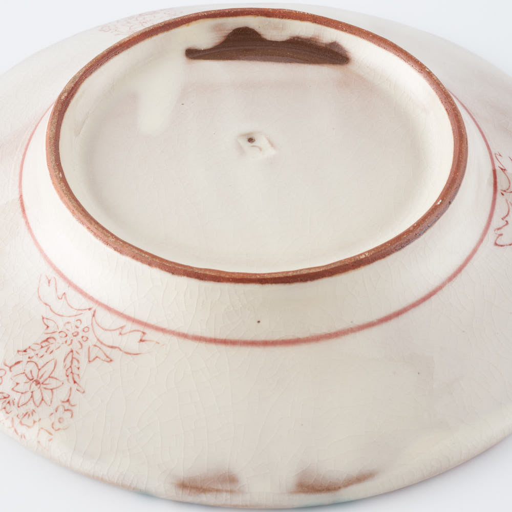 うつつ窯　作家　稲積佳谷　伝説の怪獣　中皿　花　赤 うつつ窯　作家　稲積佳谷 陶磁器作家もの