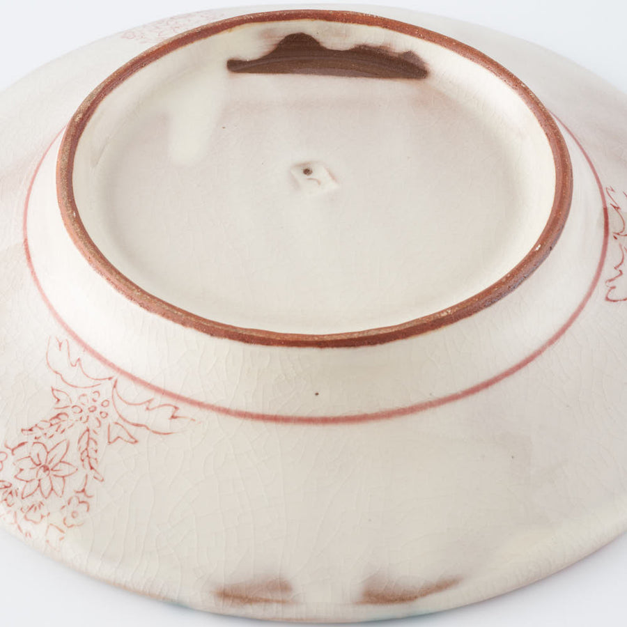 うつつ窯　作家　稲積佳谷　伝説の怪獣　中皿　花　赤 うつつ窯　作家　稲積佳谷 陶磁器作家もの