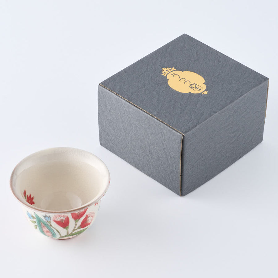 うつつ窯　作家　稲積佳谷　伝説の怪獣　湯呑み　花　赤 うつつ窯　作家　稲積佳谷 陶磁器作家もの