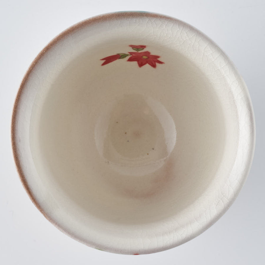 うつつ窯　作家　稲積佳谷　伝説の怪獣　湯呑み　花　赤 うつつ窯　作家　稲積佳谷 陶磁器作家もの