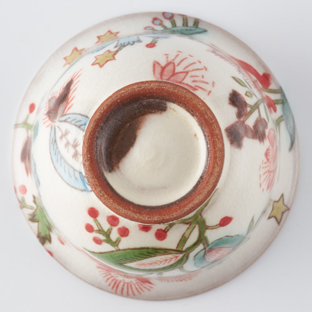 うつつ窯　作家　稲積佳谷　伝説の怪獣　湯呑み　花　赤 うつつ窯　作家　稲積佳谷 陶磁器作家もの