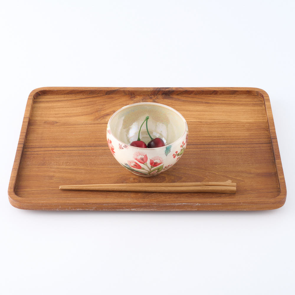 うつつ窯　作家　稲積佳谷　伝説の怪獣　ボウル　花　赤 うつつ窯　作家　稲積佳谷 陶磁器作家もの