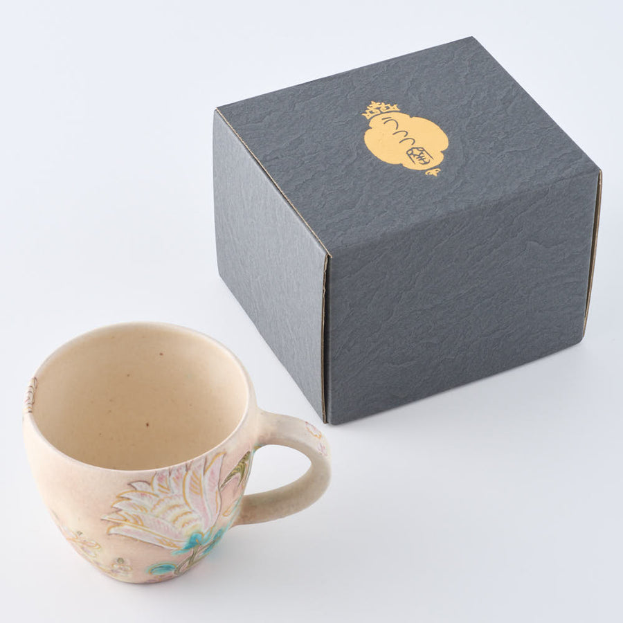 うつつ窯　作家　稲積佳谷　夢窓華　マグカップ　ピンク うつつ窯　作家　稲積佳谷 陶磁器作家もの