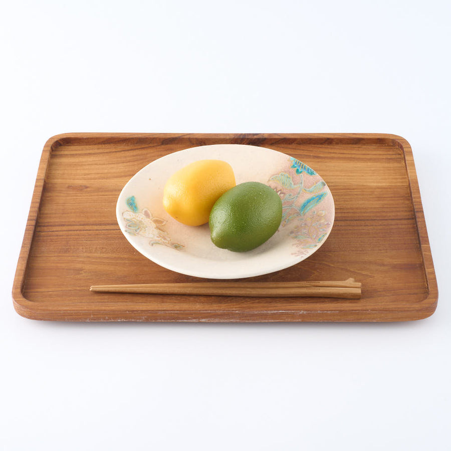 うつつ窯　作家　稲積佳谷　夢窓華　中皿　ピンク うつつ窯　作家　稲積佳谷 陶磁器作家もの