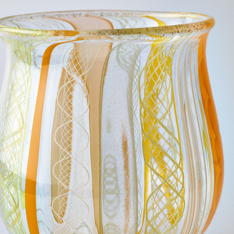 ガラス作家　北形槙子　彩色LACE sake cup（LGR×YL/WH) ガラス作家　北形槙子 ガラスもの