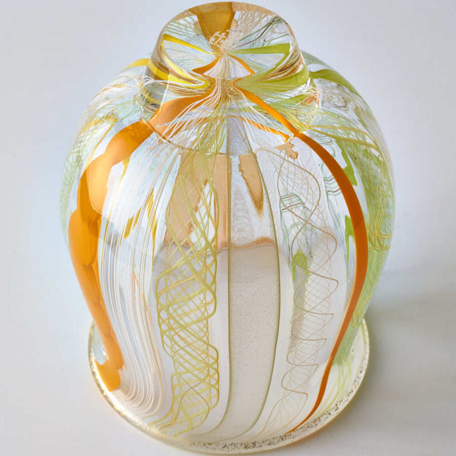 ガラス作家　北形槙子　彩色LACE sake cup（LGR×YL/WH) ガラス作家　北形槙子 ガラスもの