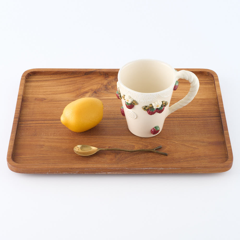 碧猫堂あお　苺とドイリーレース模様のマグカップ 碧猫堂あお 陶磁器作家もの