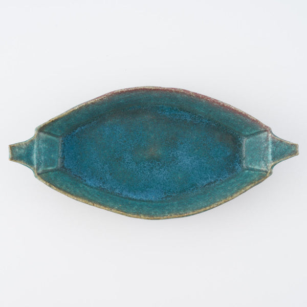 作家 藤原純 箱舟プレート M 碧 ¥4,400 大人の焼き物