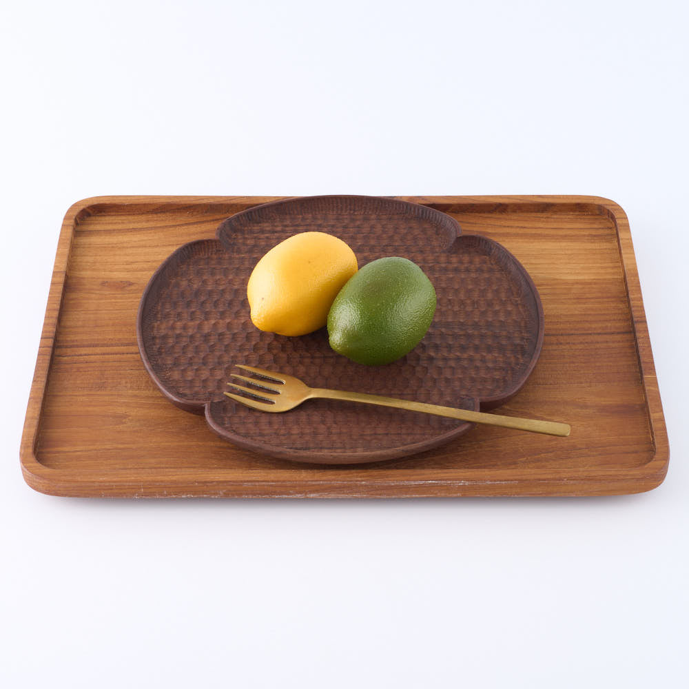 木工房玄 作家 高塚和則　花型パン皿 大 ウォールナット 木工房玄 作家 高塚和則 木工もの