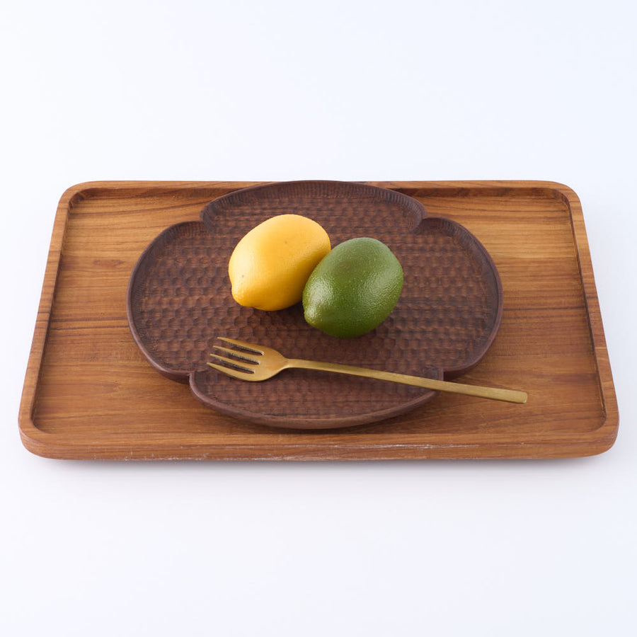 木工房玄 作家 高塚和則　花型パン皿 大 ウォールナット 木工房玄 作家 高塚和則 木工もの