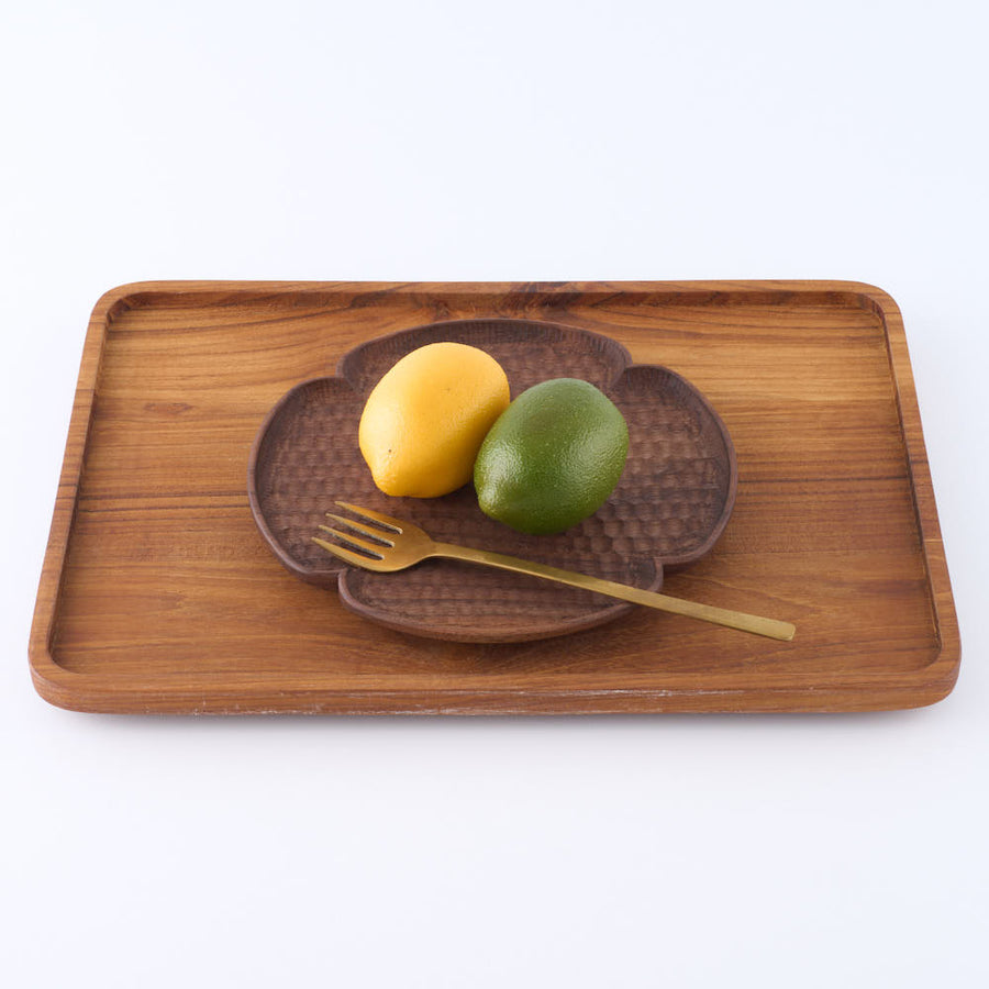 木工房玄 作家 高塚和則　花型パン皿 中 ウォールナット 木工房玄 作家 高塚和則 木工もの
