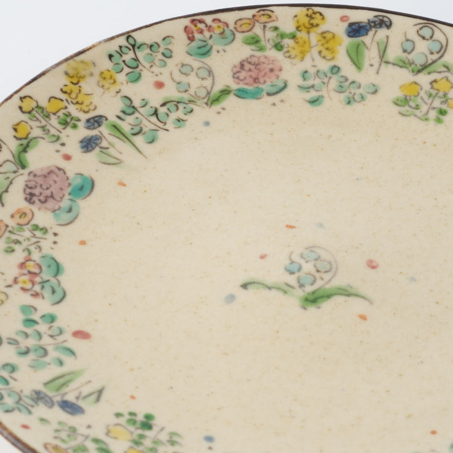 ははみや　flower garden5寸皿　青