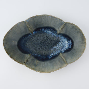 作家　村澤享　青灰釉花型皿
