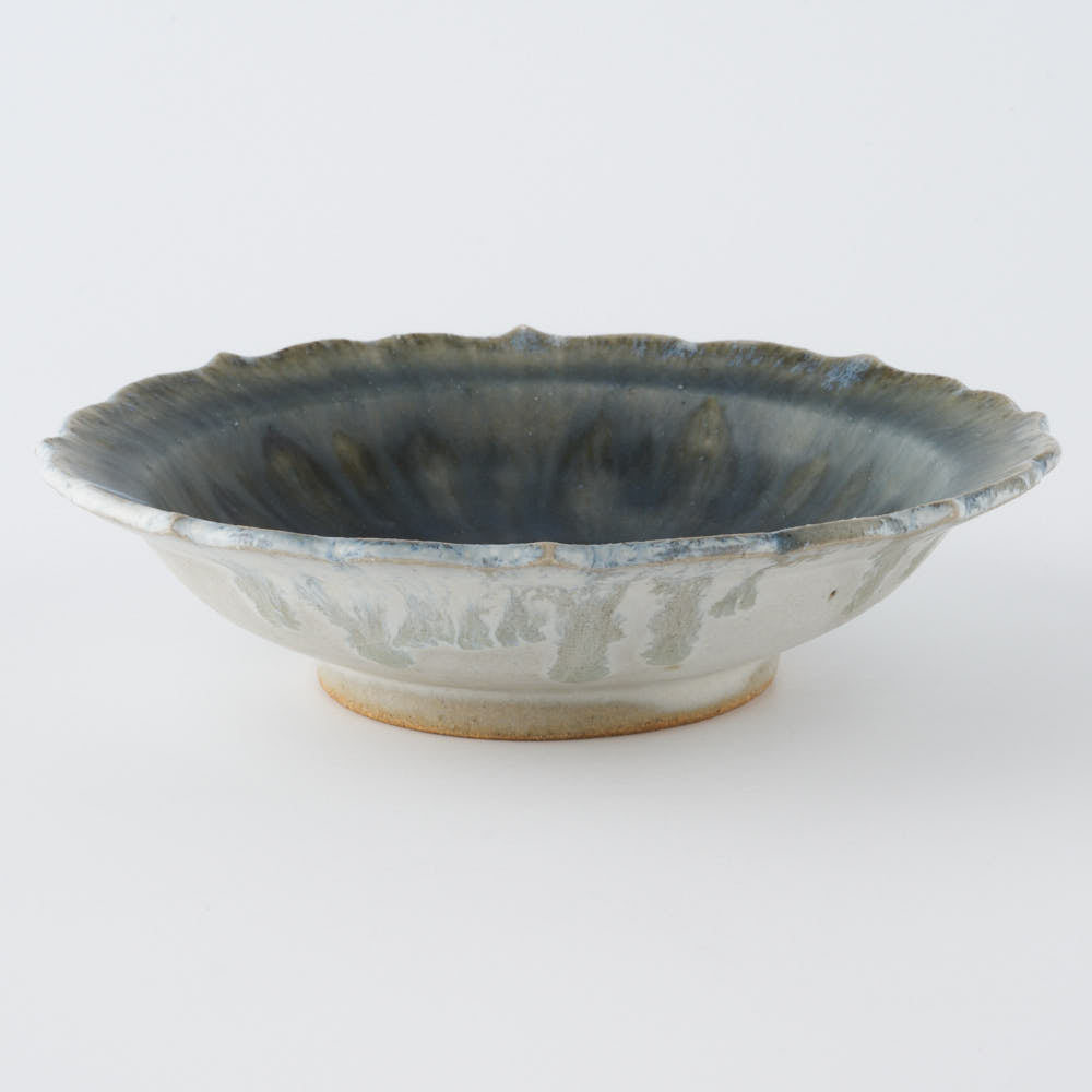 作家　村澤享　青灰釉稜花小皿