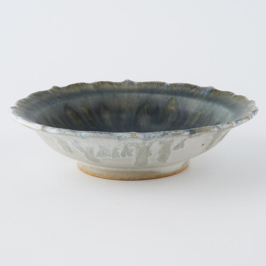 作家　村澤享　青灰釉稜花小皿