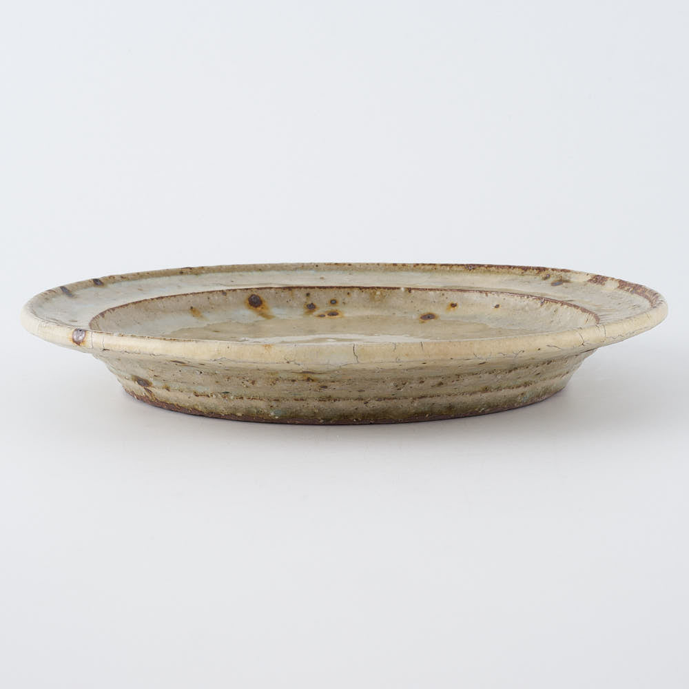 作家　中村哲雄　薄灰　リム平皿(6.5寸) 作家　中村哲雄 陶磁器作家もの