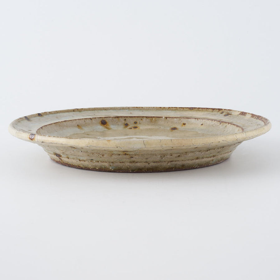 作家　中村哲雄　薄灰　リム平皿(6.5寸) 作家　中村哲雄 陶磁器作家もの