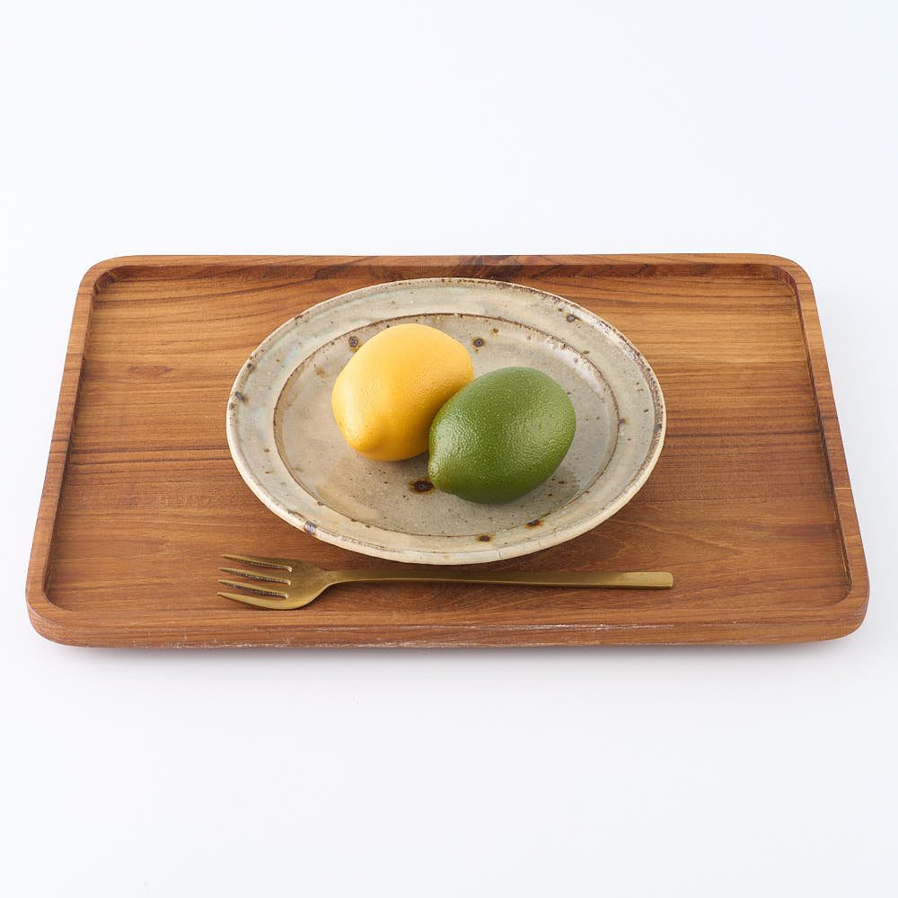 作家　中村哲雄　薄灰　リム平皿(6.5寸) 作家　中村哲雄 陶磁器作家もの