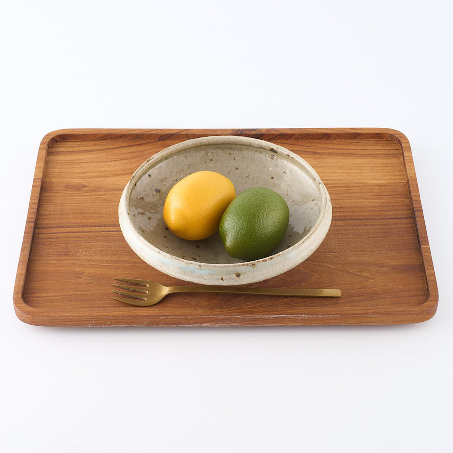 作家　中村哲雄　薄灰　丸縁鉢（6寸） 作家　中村哲雄 陶磁器作家もの