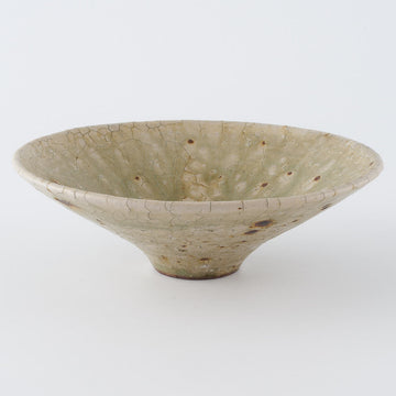 作家　中村哲雄　ヒビ緑釉　線鉢5寸