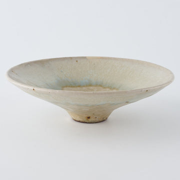 作家　中村哲雄　白釉　線鉢6寸