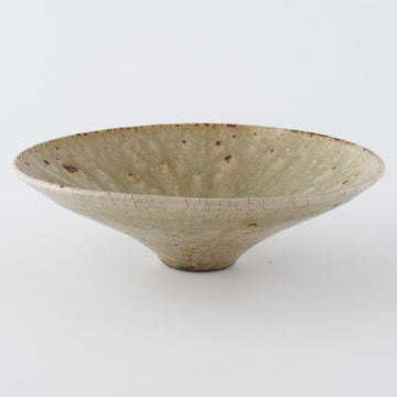 作家　中村哲雄　ヒビ緑釉　線鉢6寸