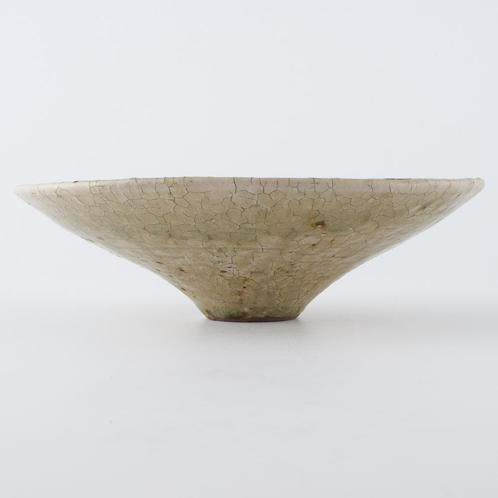 作家　中村哲雄　ヒビ緑釉　線鉢6寸
