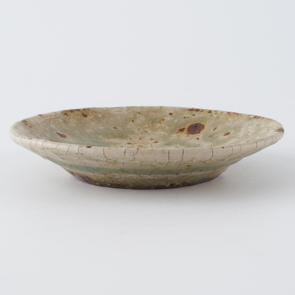 作家　中村哲雄　ヒビ緑釉　豆皿
