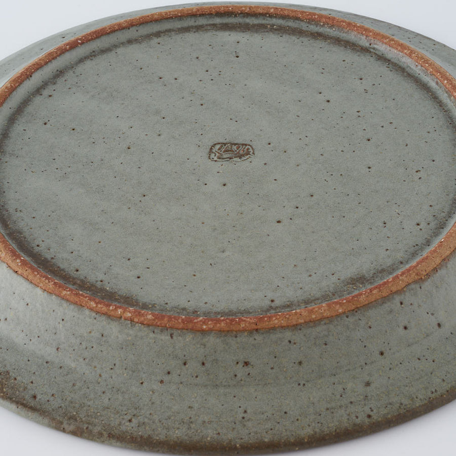 作家　長谷川哲也　洋皿24cm(緑青)