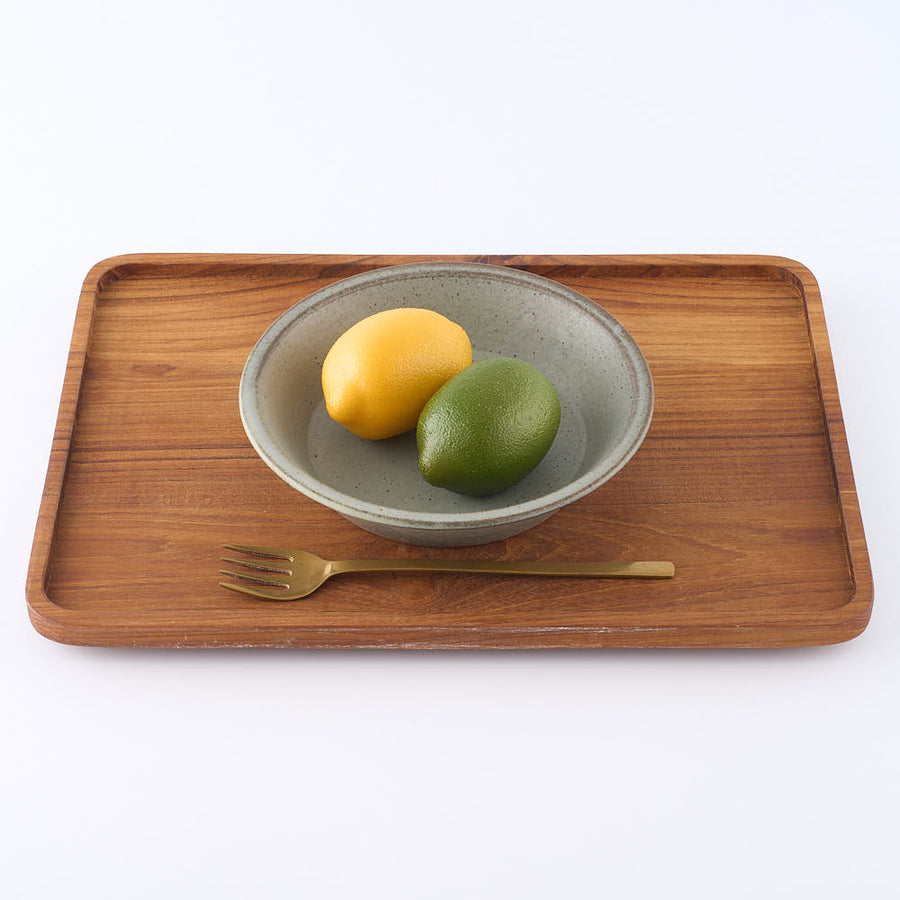 作家　長谷川哲也　浅鉢18cm(緑青)